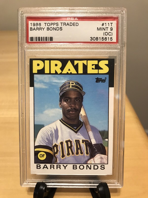 BARRY BONDS ROOKIE CARD 1986 TOPPS TRADED #11T GRADED PSA MINT 9 (OC) GIANTS HOF