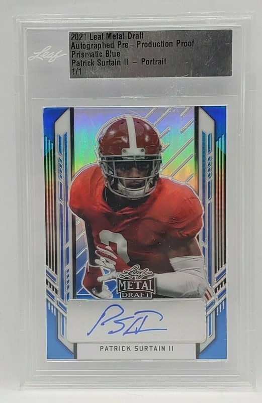 2021 Leaf Metal Draft Football - 1/1 Prismatic Blue Auto - PATRICK SURTAIN - RC