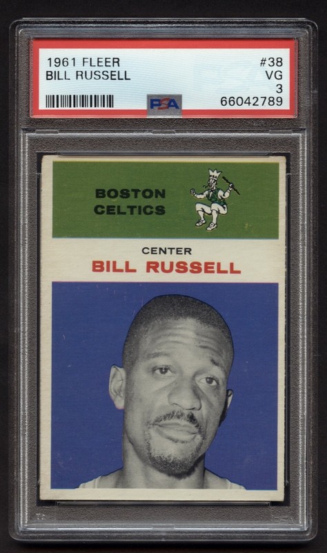 1961 BILL RUSSELL PSA 3 VG FLEER HOF BOSTON CELTICS LEGEND GEM CARD (#38) RZC