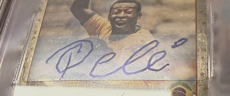 2018 FIFA World Cup Russia Panini Pele Sticker #680 Auto On Sticker BAS Beckett view 2