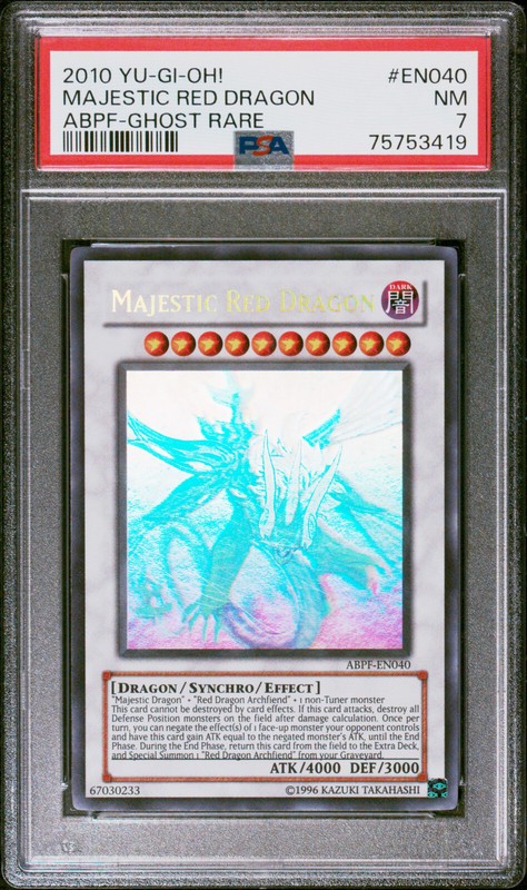 2010 YUGIOH ABPF-EN040 MAJESTIC RED DRAGON GHOST RARE PSA 7 NM #75753419