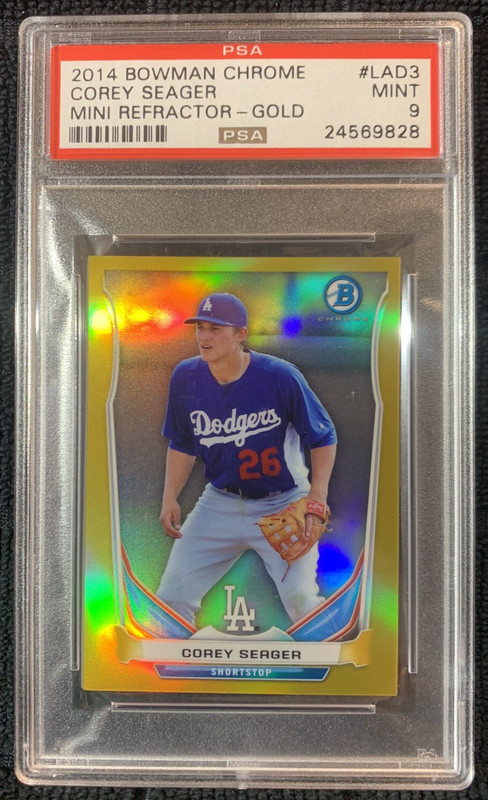 2014 BOWMAN CHROME C.SEAGER #LAD3 MINI REFRACTOR GOLD #/25 PSA 9 FREE SHIPPING view 1