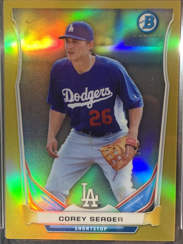 2014 BOWMAN CHROME C.SEAGER #LAD3 MINI REFRACTOR GOLD #/25 PSA 9 FREE SHIPPING view 2