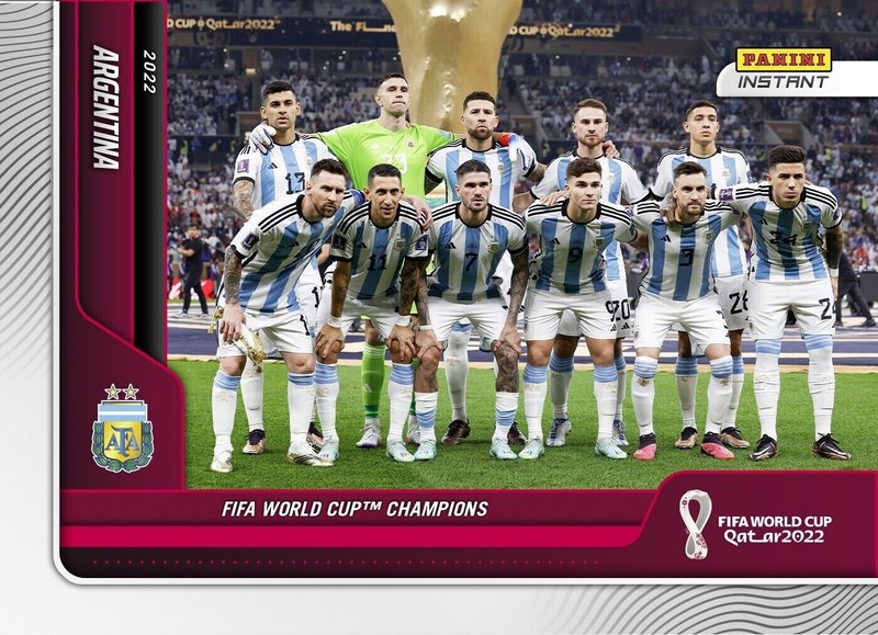 2022 Panini Instant FIFA ARGENTINA WINS WORLD CUP LEO MESSI 12 CARD SET IN HAND