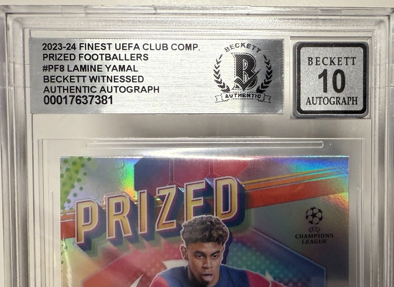 2023-24 Topps Finest UEFA CC Prized #PF8 Lamine Yamal Signed RC Beckett AUTO 10 view 2