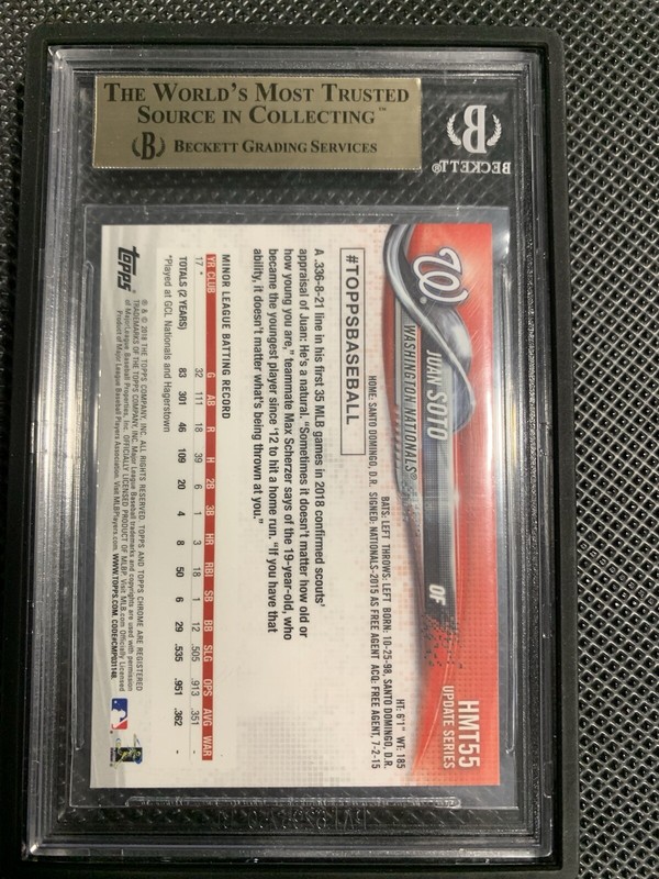 2018 Topps Chrome Update Juan Soto RC BGS 10 Pristine view 2