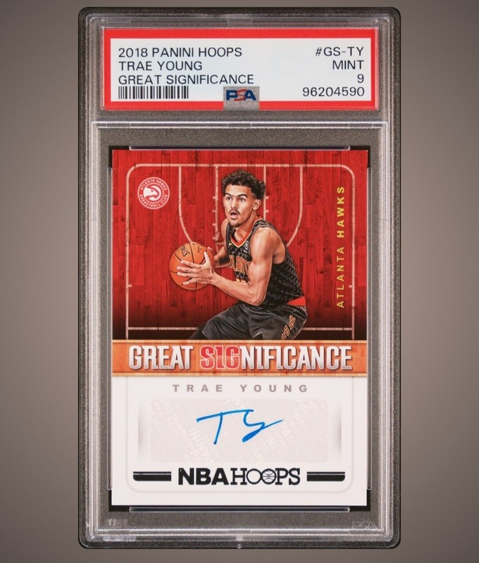 2018-19 Panini NBA Hoops Trae Young Great Significance Rookie Auto!!! PSA 9