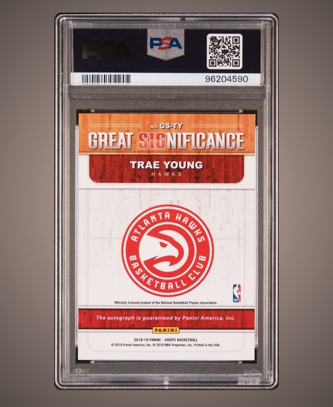 2018-19 Panini NBA Hoops Trae Young Great Significance Rookie Auto!!! PSA 9 view 2