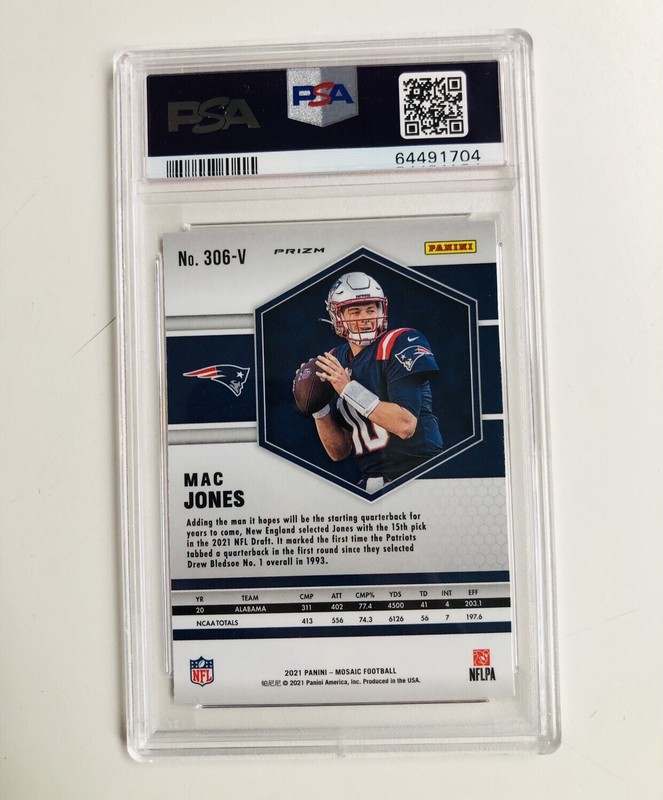 2021 Mosaic MAC JONES Variation Silver RC #306V PSA 10 GEM MINT view 2