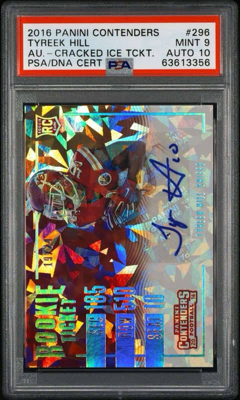 2016 Tyreek Hill Panini Contenders Rookie Ticket CRACKED ICE /24 PSA 9 Auto 10