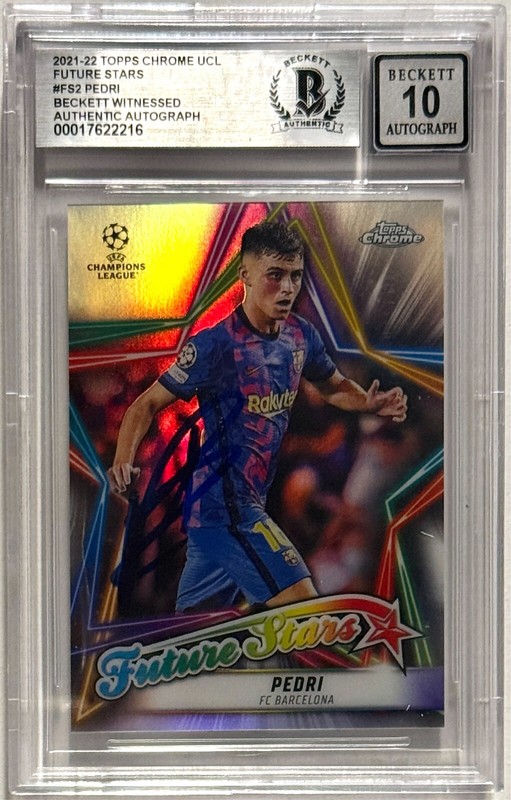 2021-22 Topps Chrome UCL Signed Pedri #FS2 FC Barcelona Beckett Auto Grade 10