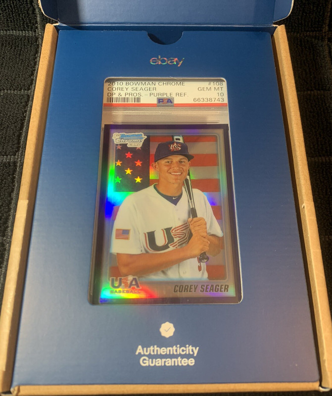 2010 BOWMANCHROME C.SEAGER D.PICKS+PROS PURPLE REFRACTR PSA GEMMINT 10 FREE SHIP view 1