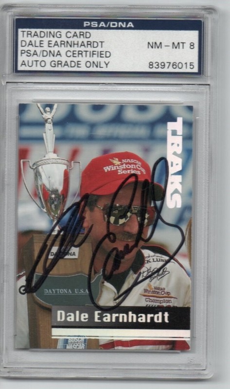 1995 TRAKS DALE EARNHARDT AUTOGRAPHED CARD PSA DNA AUTHENTIC NM-MT 8 AUTO