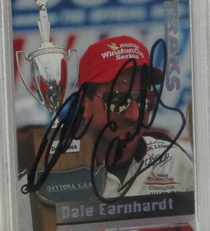 1995 TRAKS DALE EARNHARDT AUTOGRAPHED CARD PSA DNA AUTHENTIC NM-MT 8 AUTO view 2
