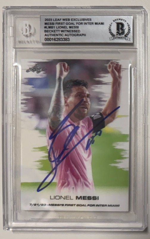 2023 Lionel Messi Signed Inter Miami Leaf #LWB1 Card Beckett BAS Grade 10 Auto