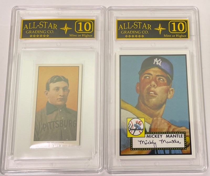 Honus Wagner 1909 T206  Licensed REPRINT (1995)+ 52T MANTLE GRADED ASG 10 MINT#8