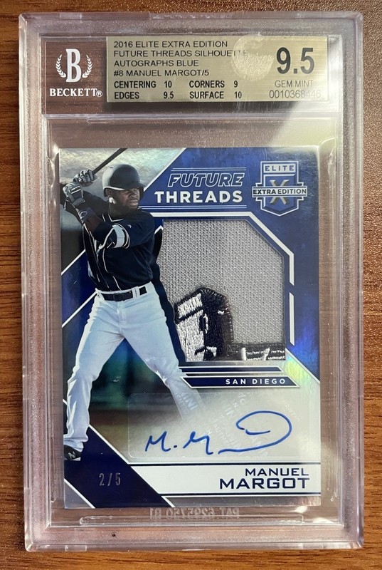 MANUEL MARGOT 2016 Elite Extra Future Threads Rookie Auto Blue LOGO Patch SSP /5