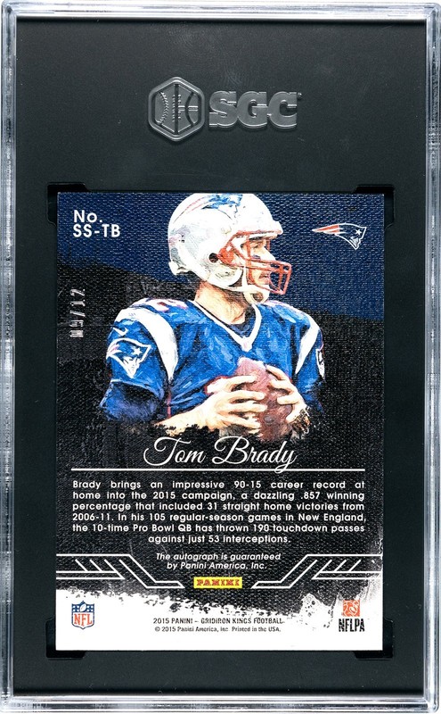 SP/12 2015 Panini Gridiron Kings Tom Brady Studio Signatures #SS-TB Auto SGC 9 view 2