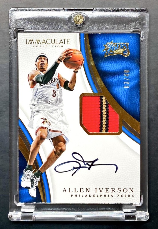 2016-17 Panini Immaculate ALLEN IVERSON Jersey Number #3/40 GAME-WORN Patch Auto