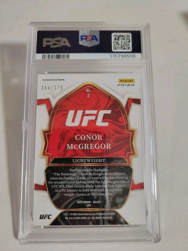 2023 Panini Select UFC Concourse Red Prizm /175 Conor McGregor #2 PSA 10 GEM view 2