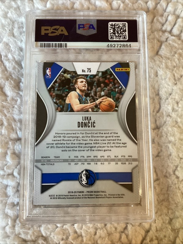 LUKA DONCIC  2019 Panini Prizm #75  2nd Year  PSA 9  Mint view 2