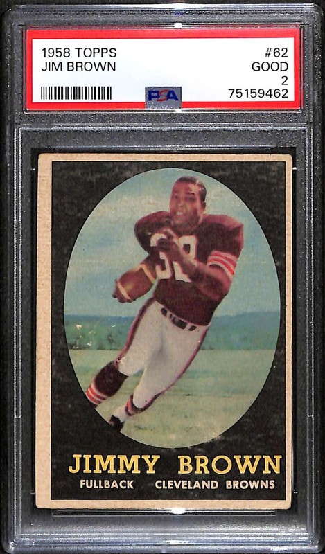 1958 Topps #62 Jim Brown HOF RC PSA 2 GOOD Looks VG C99035