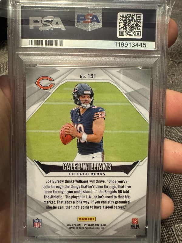 2024 phoenix football Caleb Williams PSA 10. view 2