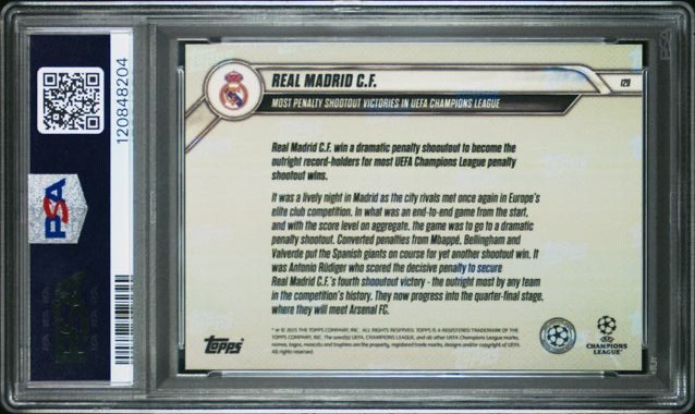 REAL MADRID * PSA 10 * 2024-25 TOPPS NOW *MOST UCL PK SHOOTOUT WINS* MBAPPE #129 view 2