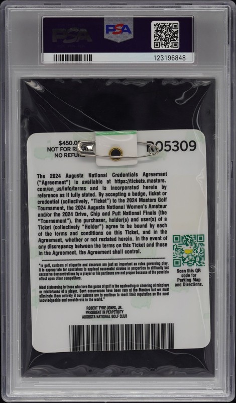 Scottie Scheffler Signed Autographed 2024 Masters Badge PSA/DNA 9 Full Signature view 2