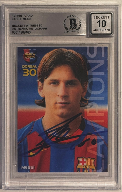 Lionel Messi #35 Megacracks REPRINT Card Rookie AUTHENTIC Signed Beckett AUTO 10