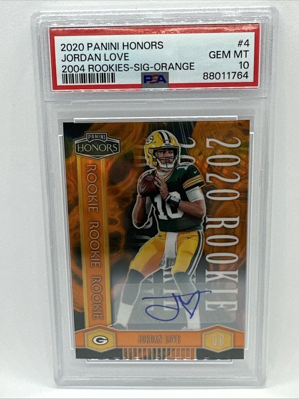 2020 Panini Honors Jordan Love 2004 Rookies Signatures Orange Auto #05/25 PSA 10