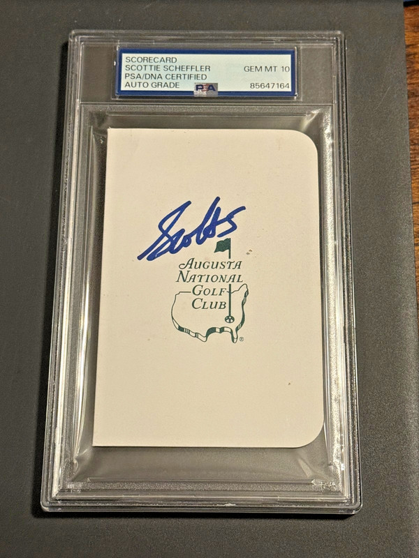 Scottie Scheffler signed auto Official Masters Scorecard PSA Gem Mint Auto 10