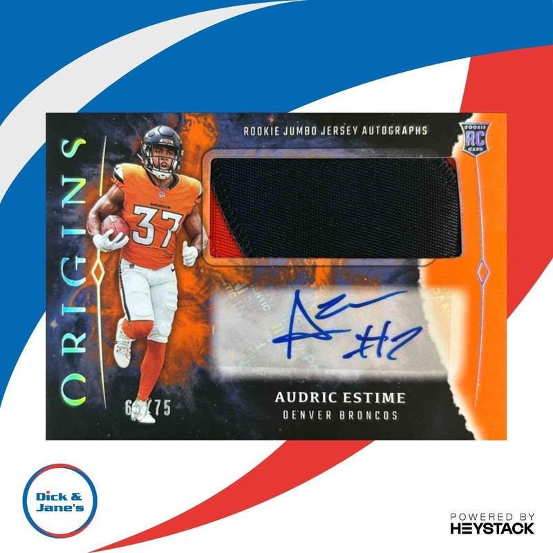 2024 Origins Audric Estime Rookie Jumbo Jersey Auto Orange Patch /75 Broncos