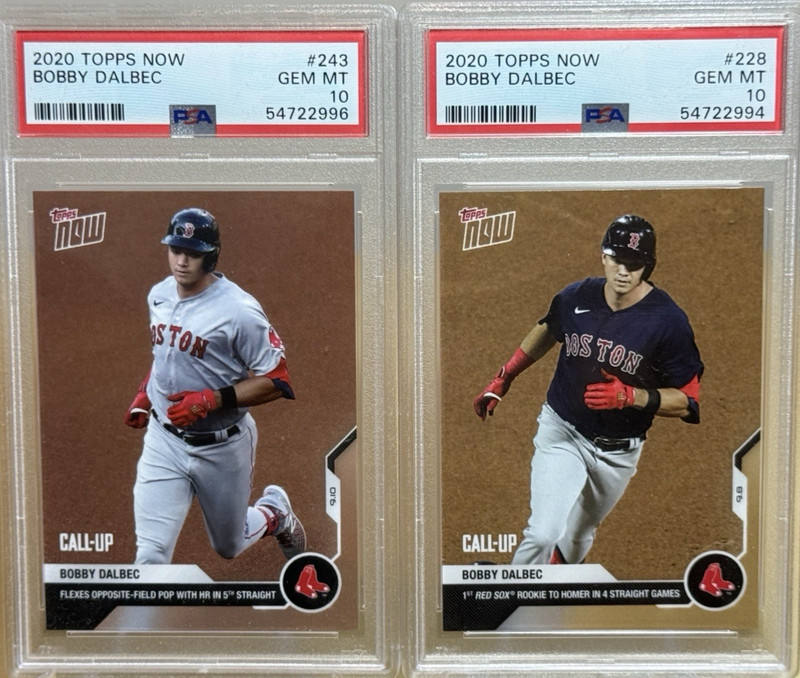 BOBBY DALBEC   * 2-CARD PSA 10 ROOKIE LOT *   2020 TOPPS NOW #228 & #243 RED SOX