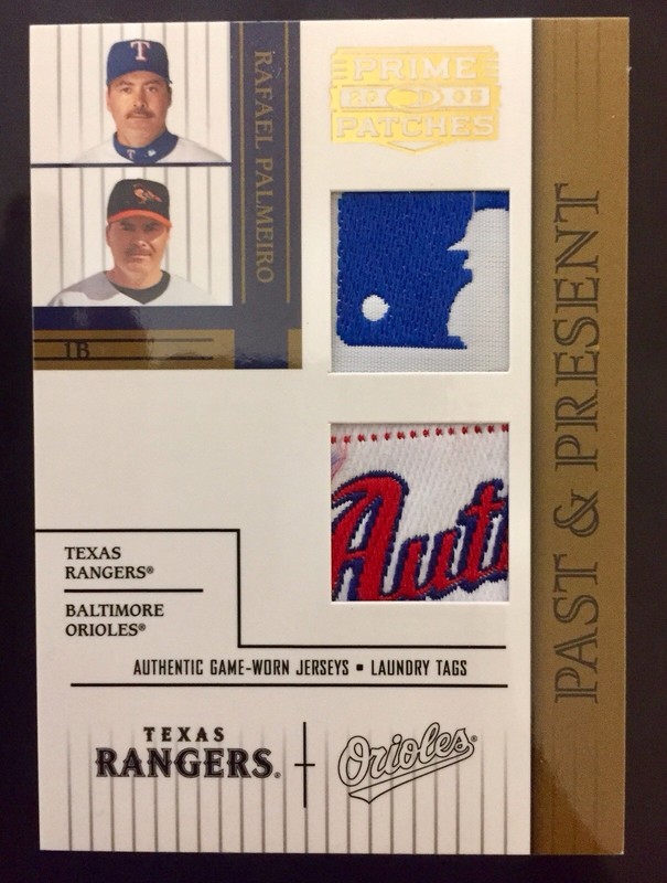 2005 Prime Patches Rafael Palmeiro MLB Logoman Shield Laundry Tag Dual Patch 3/5 view 2
