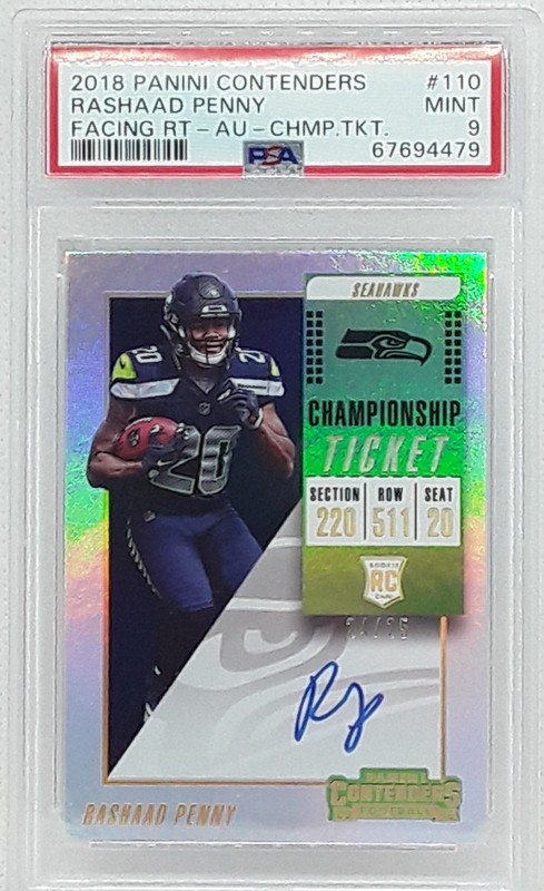 *PSA 9* Rashaad Penny 2018 Contenders Auto-Championship Ticket (24/25) -