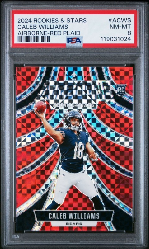 2024 Panini Rookies & Stars - Airborne Caleb Williams #A-CWS Red Plaid RC PSA 8