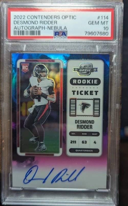 2022 Contenders Optic Nebula /2 Desmond Ridder RC Rookie Auto PSA 10 Gem Mint 