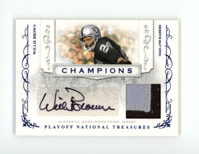 2008 National Treasures Champions WILLIE BROWN /25 Patch Auto #25