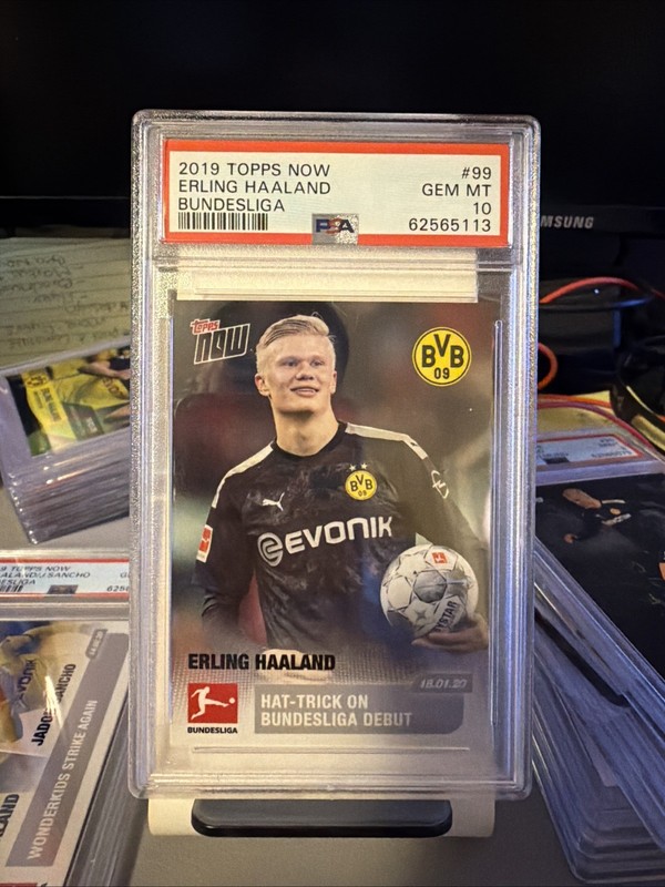 2019 Topps Now Bundesliga Erling Haaland #99 /487 RC Debut Hat Trick RARE PSA 10