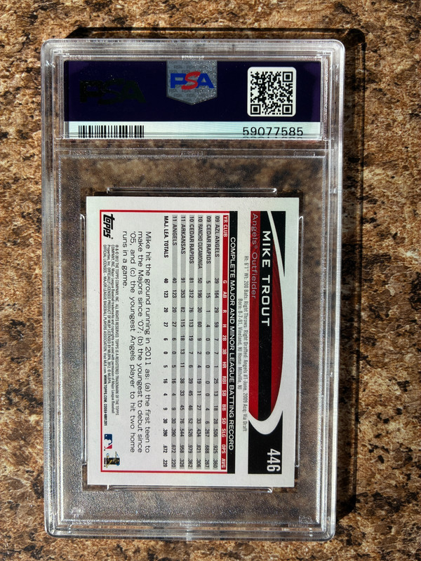 2012 Topps Mini MIKE TROUT #446 PSA 10 view 2