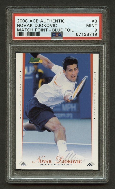 2008 NOVAK DJOKOVIC PSA 9 MINT ACE AUTHENTIC MATCH PT BLUE FOIL HOF JOKER #3 RZC view 1