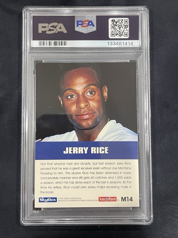 Jerry RICE 1992 Skybox Impact MAJOR IMPACT #M14 Insert New PSA 8 NM-MT 49ers '92 view 2
