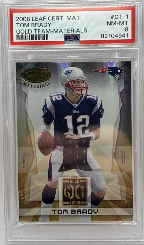 Tom Brady 2008 Leaf Certified Gold Team Materials Game Worn Patch /125 PSA 8 📈 