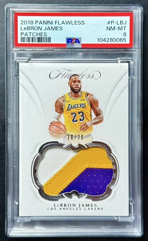2018-19 Panini Flawless LEBRON JAMES #10/20 GAME-WORN Patch PSA 8 NM-MT