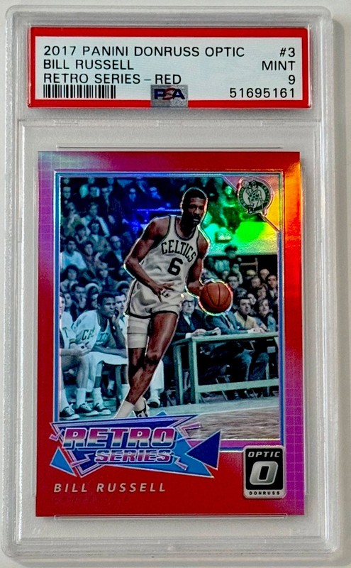 2017-18 Donruss Optic Retro Series Red #3 Bill Russell Numbered /99 PSA 9 SP HOF