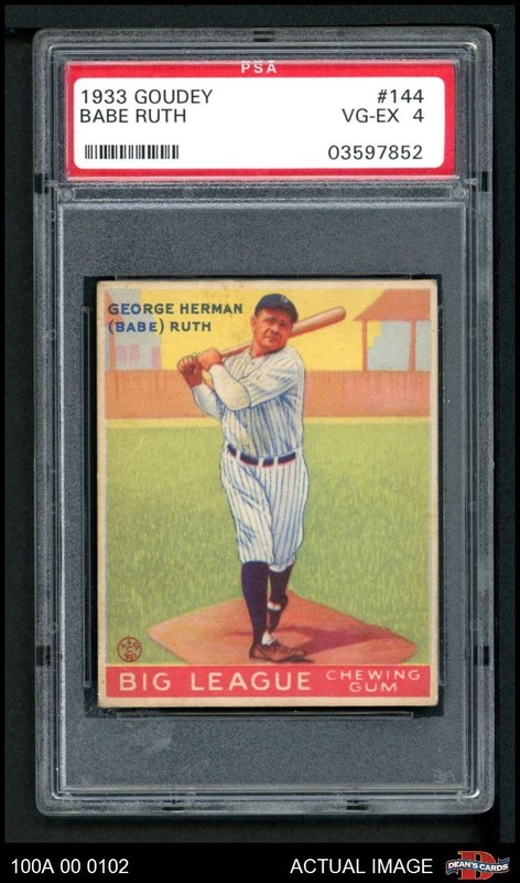 1933 Goudey #144 Babe Ruth Yankees HOF PSA 4 - VG/EX