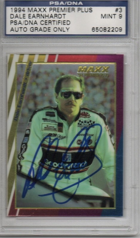 1994 MAXX PREMIER DALE EARNHARDT AUTOGRAPH CARD#3 PSA/DNA CERTIFIED MINT 9 AUTO