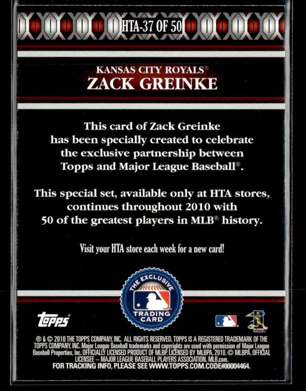 2010 Topps Logoman HTA #HTA-37 Zack Greinke Card Kansas City Royals view 2