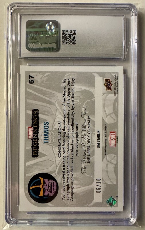 Thanos Jim Starlin White Rainbow 6/10 Marvel Upper Deck CGC 10 Gem Mint Auto 9 view 2